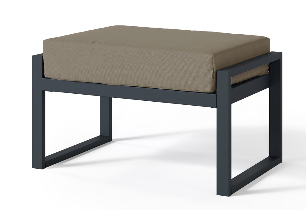 SELSEY Pufa ogrodowa Dywilly w tkaninie hydrofobowej jasnobrązowy/ czarny stelaż