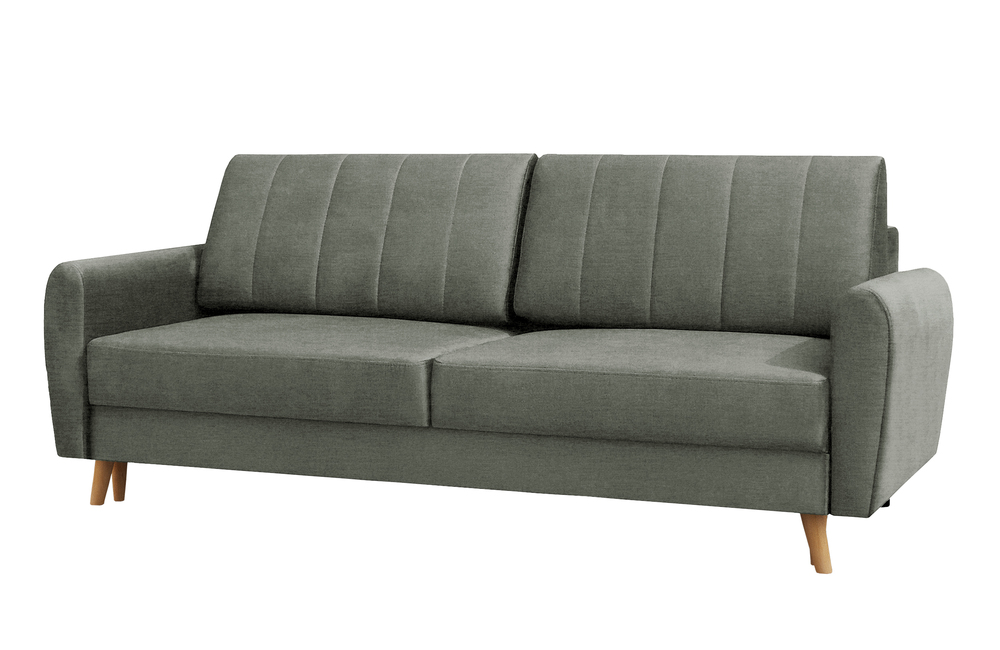 SELSEY Kanapa rozkładana trzyosobowa Dordo ciemnoszara z pojemnikiem welur hydrofobowy