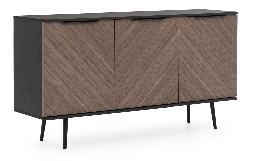 SELSEY Komoda trzydrzwiowa Rinnili 150 cm Czarny grafit/Captains Deck