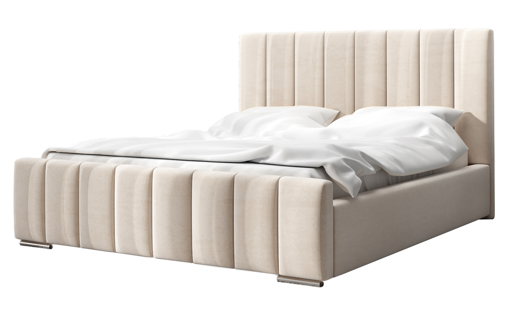 SELSEY Łóżko tapicerowane 180x200 cm Makonis z pojemnikiem i metalowym stelażem z podnośnikiem gazowym niebieskie welur