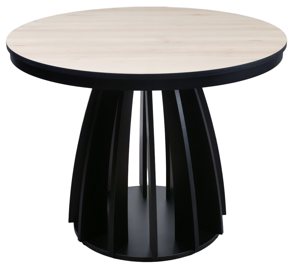 SELSEY Stół rozkładany do jadalni Diciffy 100-140x100 cm Scandic beech z czarną podstawą