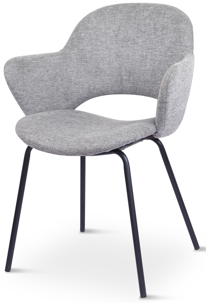 SELSEY Krzesło tapicerowane z podłokietnikami Lettle czarne nogi melanż szary