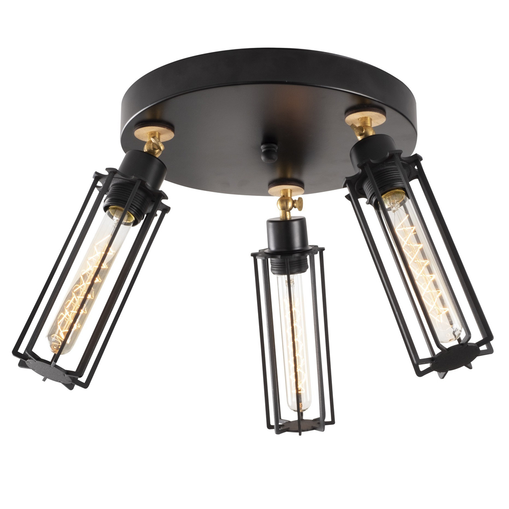 SELSEY Lampa sufitowa Naomet x3 na okrągłej podsufitce czarna