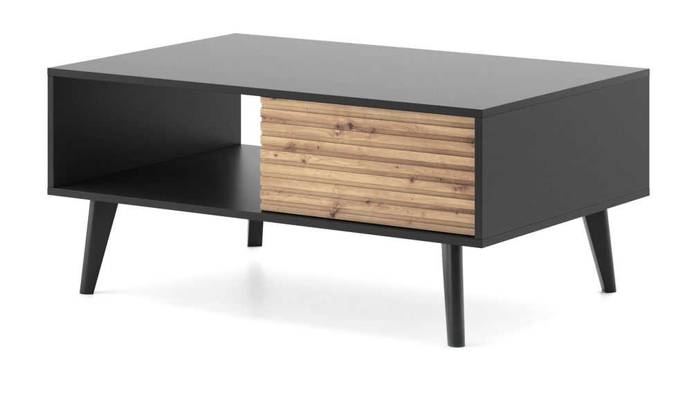 SELSEY Ława kawowa Awolia 104x68 cm czarna/dąb artisan lamele