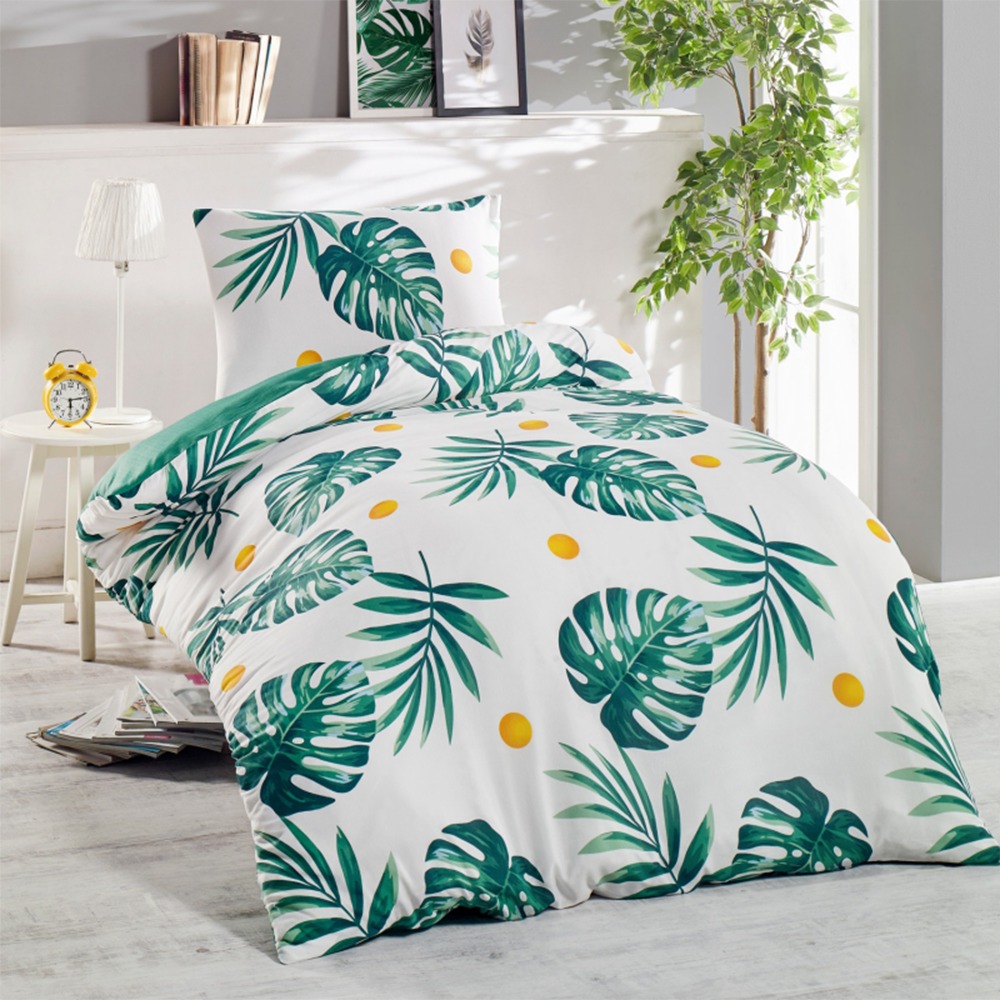 SELSEY Komplet pościeli Monstera 140x220 cm z poszewką na poduszkę 50x70 cm