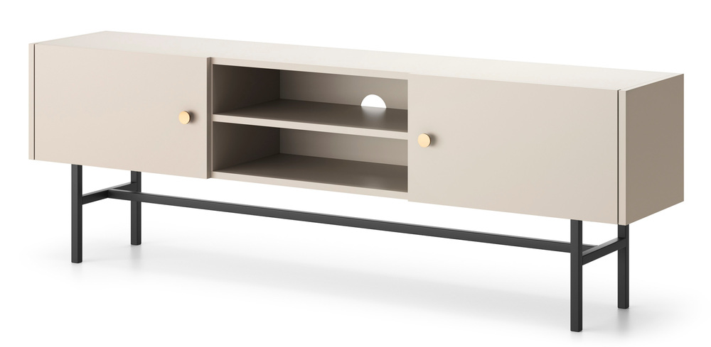 SELSEY Szafka RTV Divenos dwudrzwiowa 155 cm z wnękami Szary beż