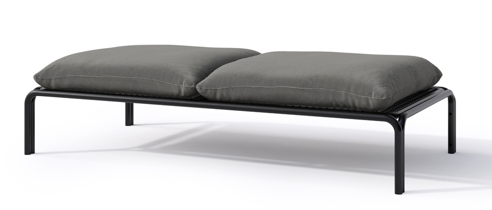 SELSEY Pufa ogrodowa Worcully 150x72 cm w tkaninie hydrofobowej antracytowa/ czarny stelaż