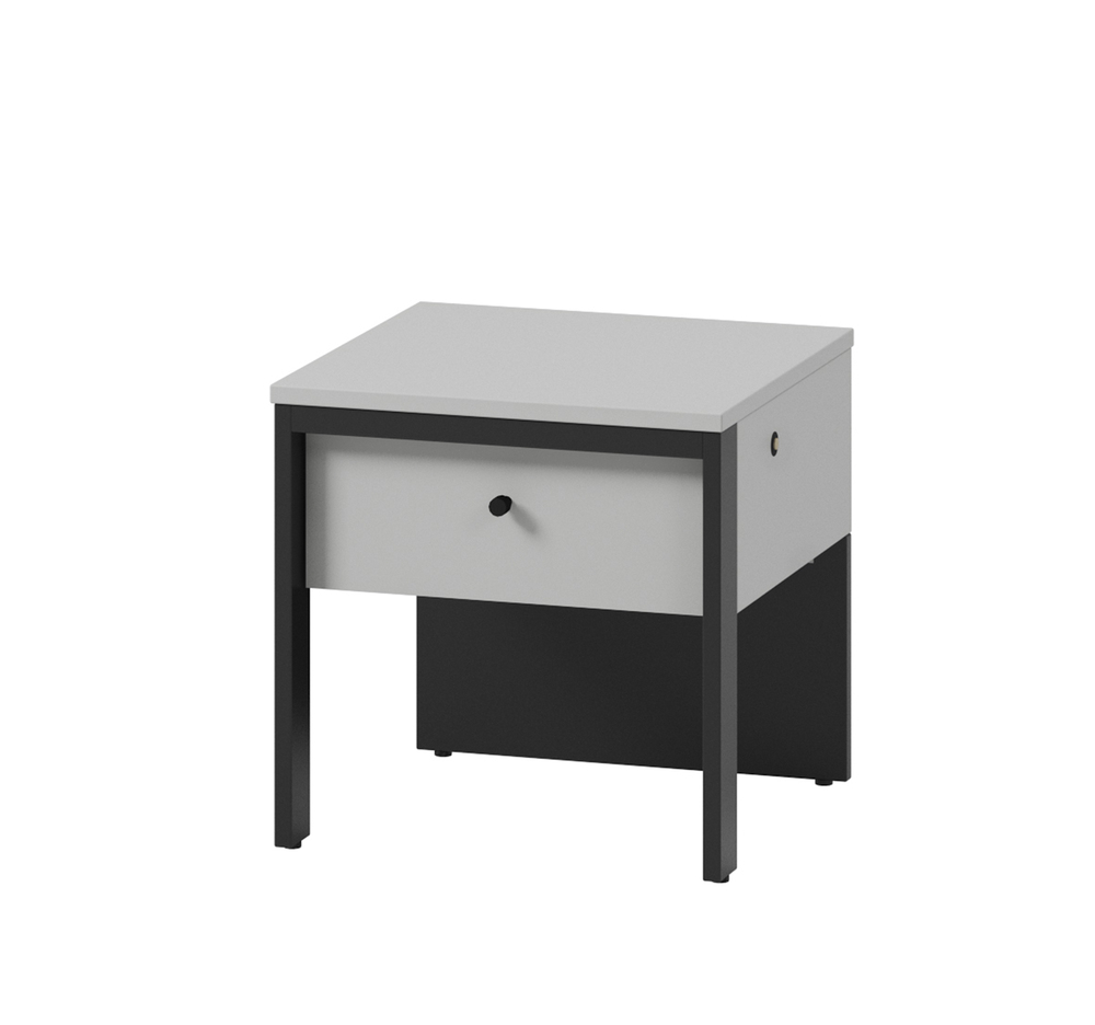 SELSEY Szafka nocna Gris 40 cm z szufladą i LED szary / czarny