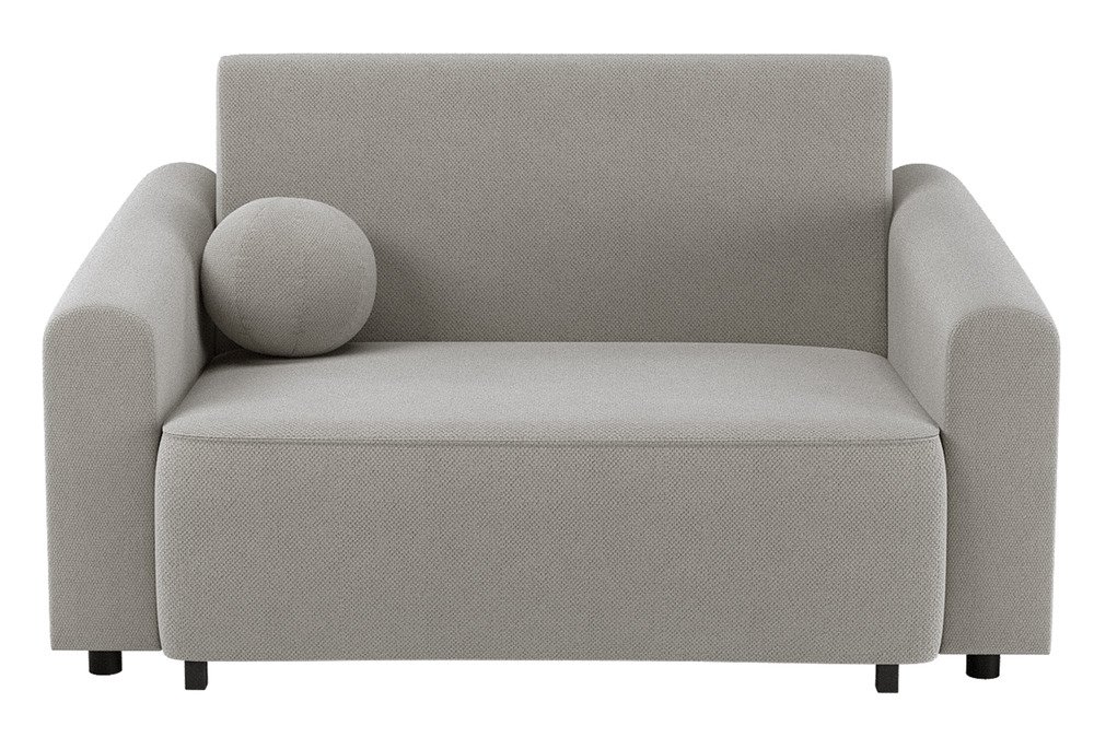 SELSEY Kanapa rozkładana dwuosobowa Stevio 150 cm z pojemnikiem szarobeżowa szenil hydrofobowy