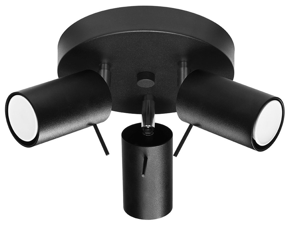 SELSEY Plafon sufitowy Gerra x3 na okrągłej podsufitce czarny