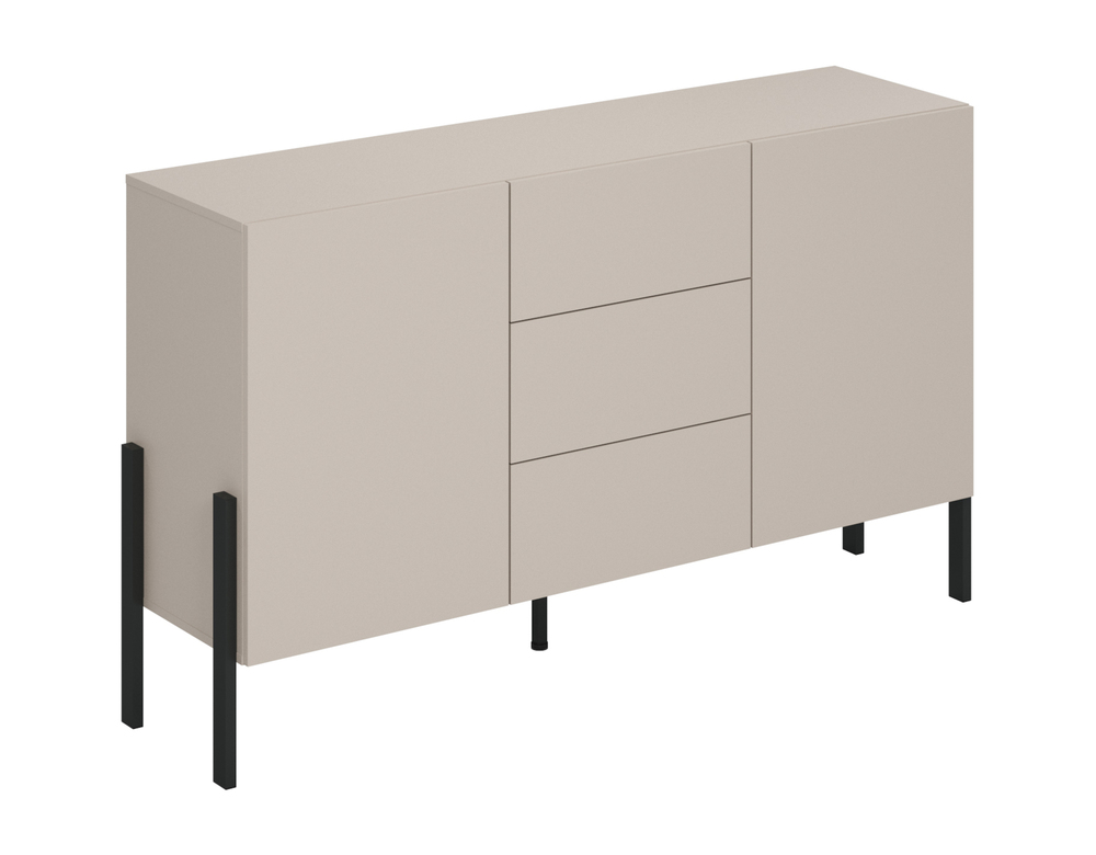 SELSEY Komoda dwudrzwiowa Jukon z trzema szufladami 154 cm Szary beż