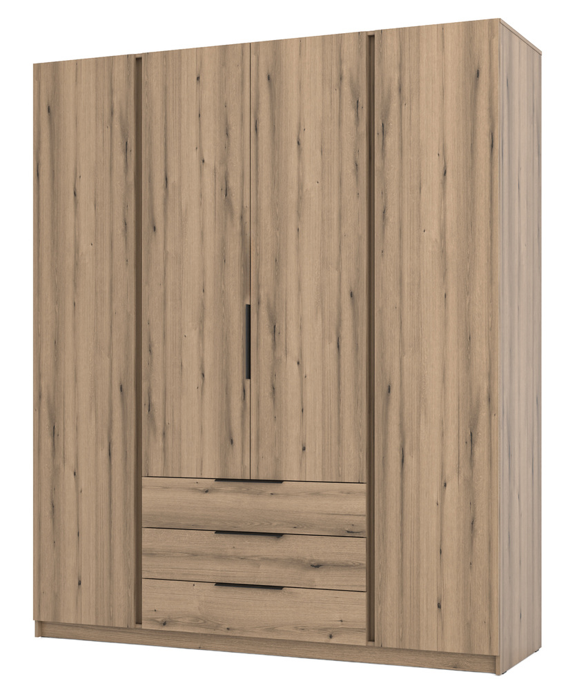 SELSEY Szafa Kaja czterodrzwiowa z trzema szufladami 200 cm dąb evoke