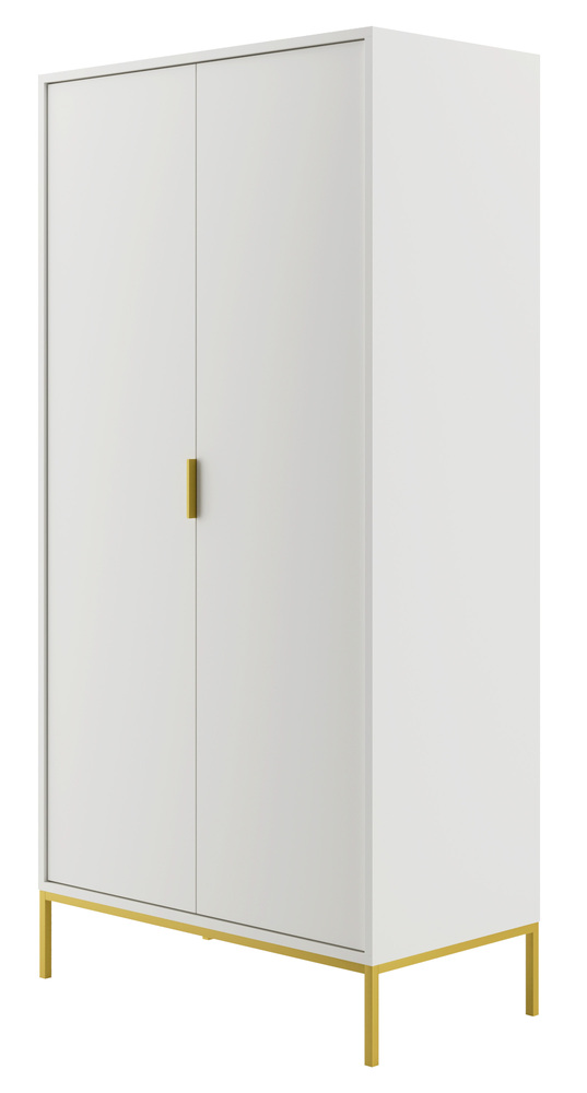 SELSEY Szafa dwudrzwiowa Diargo biała na złotym stelażu