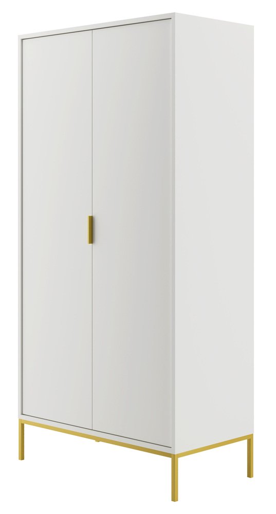 SELSEY Szafa dwudrzwiowa Diargo biała na złotym stelażu