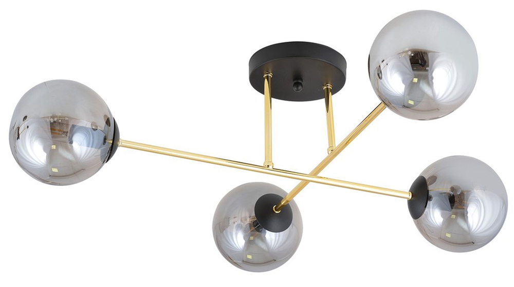 SELSEY Lampa sufitowa Manngum czarno-złota z grafitowymi kloszami x4