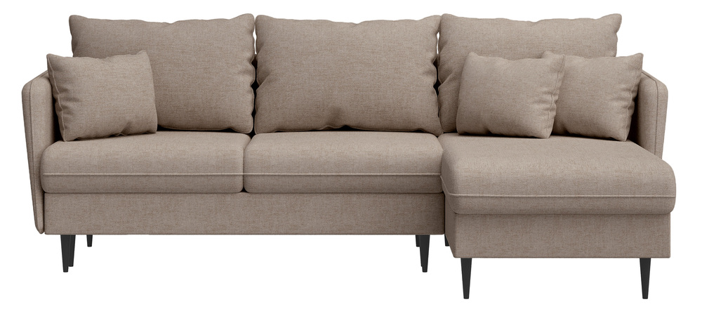 SELSEY Narożnik z funkcją spania Volio L-kształtny beżowy szenil nogi czarne