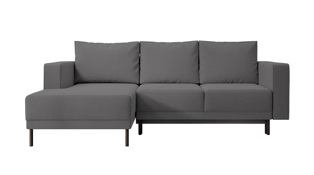 SELSEY Narożnik z funkcją spania Rodario mini L-kształtny z pojemnikiem ciemnoszary welur łatwoczyszczący lewostronny