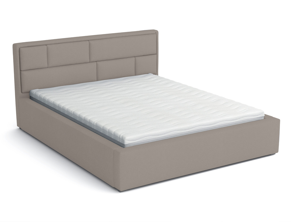 SELSEY Łóżko tapicerowane 140x200 cm Nubero z pojemnikiem jasnobrązowe plecionka hydrofobowe