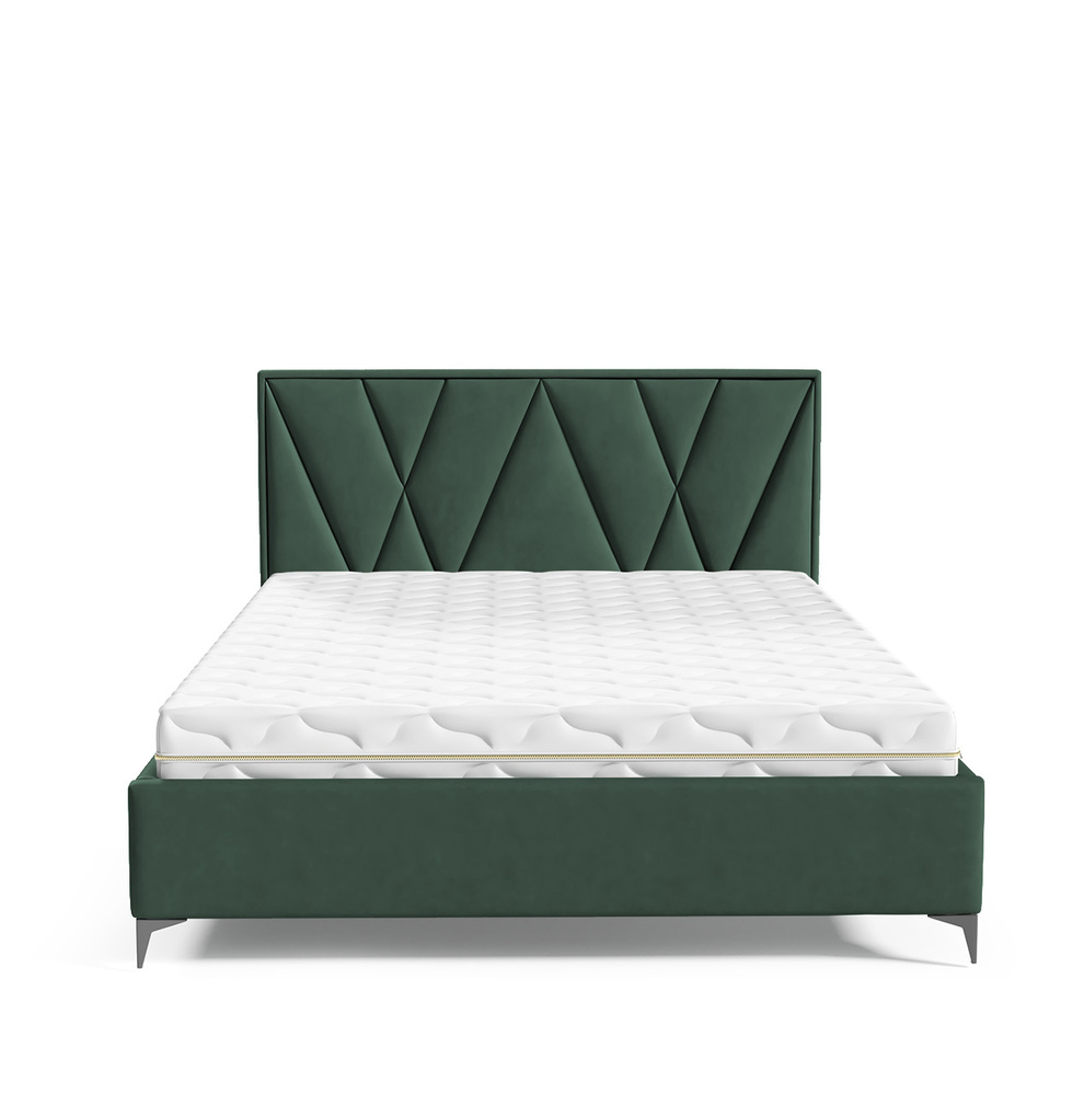 SELSEY Łóżko tapicerowane 180x200 cm Sermide z pojemnikiem szmaragdowe welur łatwoczyszczący
