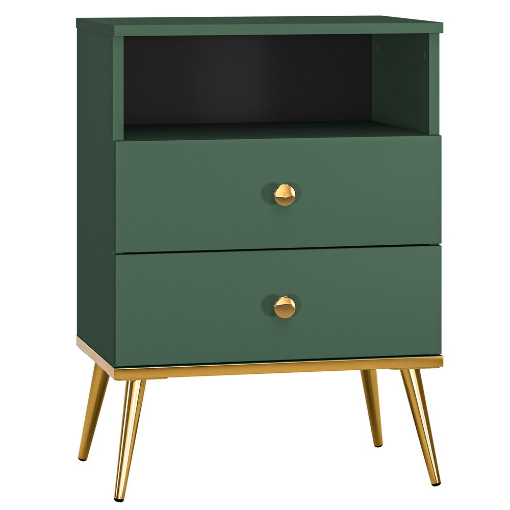SELSEY Szafka nocna Maturie z dwoma szufladami 50 cm Zielony