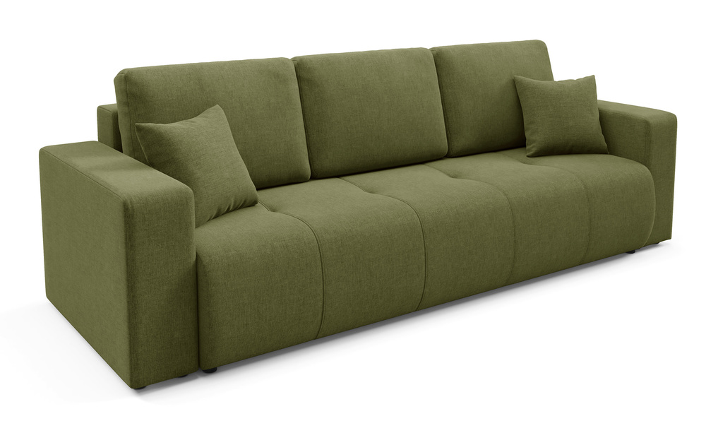 SELSEY Kanapa trzyosobowa Wind z pojemnikiem zielona szenil