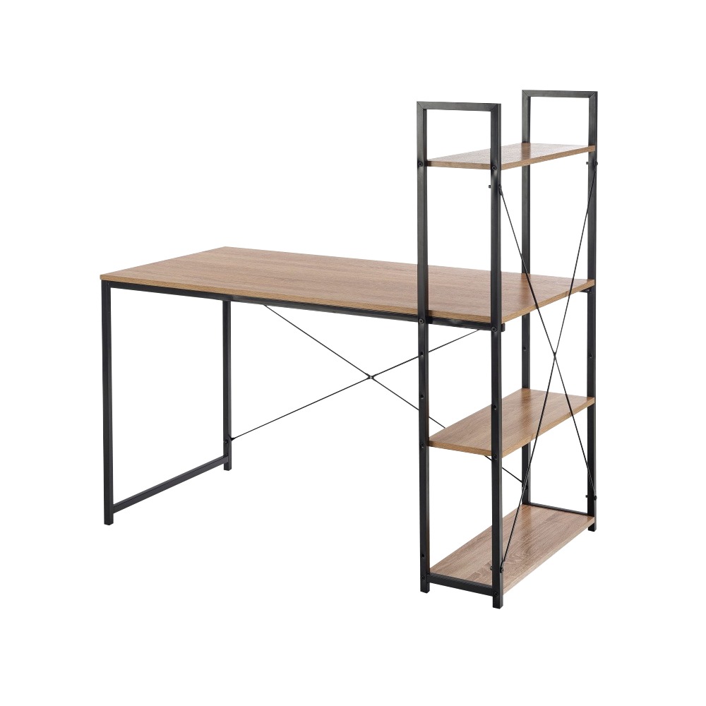 SELSEY Biurko Lomise 120x60 cm z regałem dąb sonoma - czarny