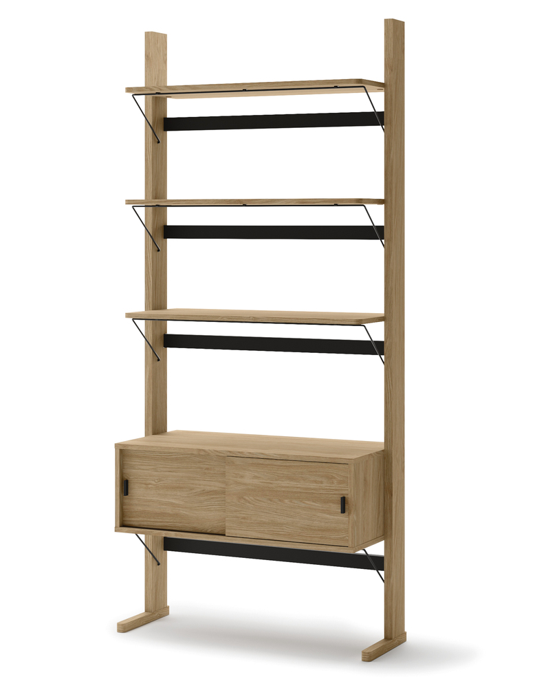 SELSEY Regał wysoki Ollie ze schowkiem 88 cm dąb olejowany