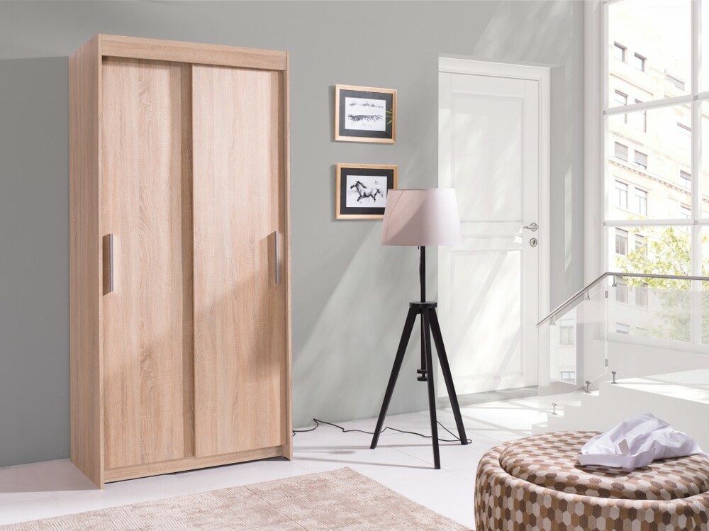 SELSEY Szafa dwudrzwiowa Artem z lustrem 100 cm Dąb sonoma bez lustra
