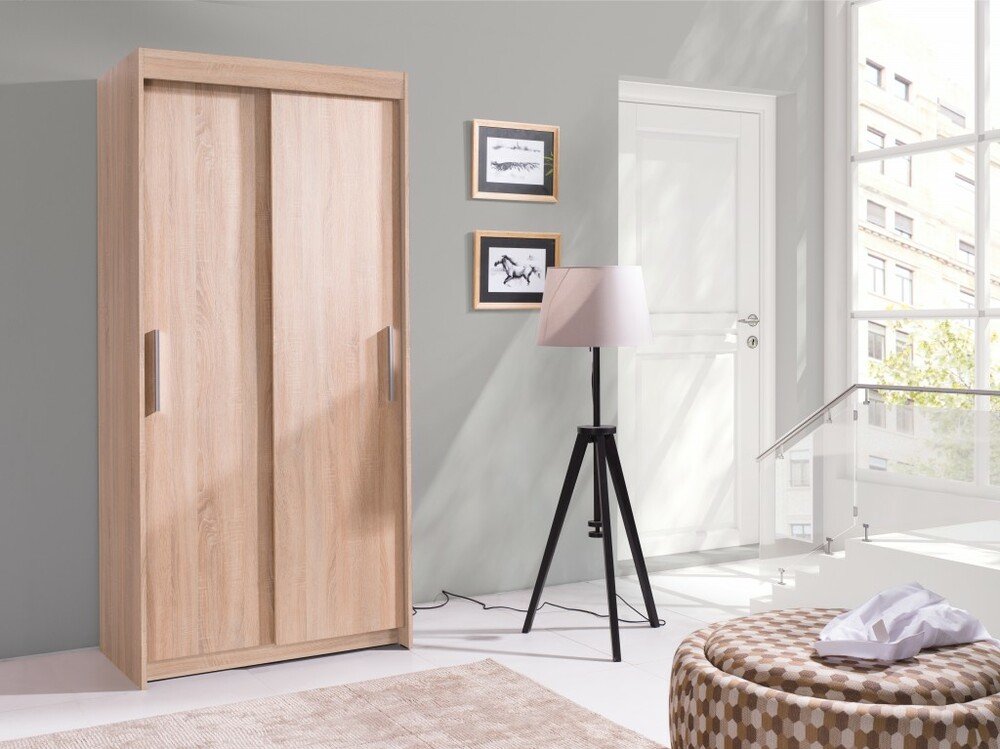 SELSEY Szafa dwudrzwiowa Artem z lustrem 100 cm Dąb sonoma bez lustra