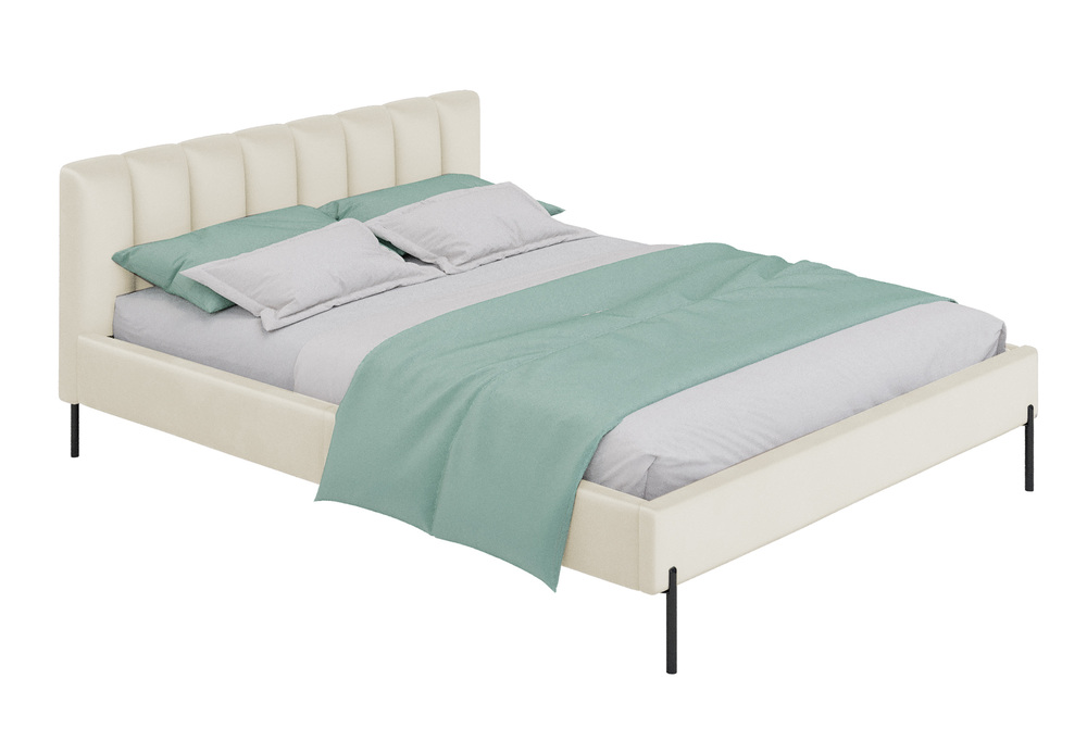 SELSEY Łóżko tapicerowane 160x200 cm Milanno kremowe welur