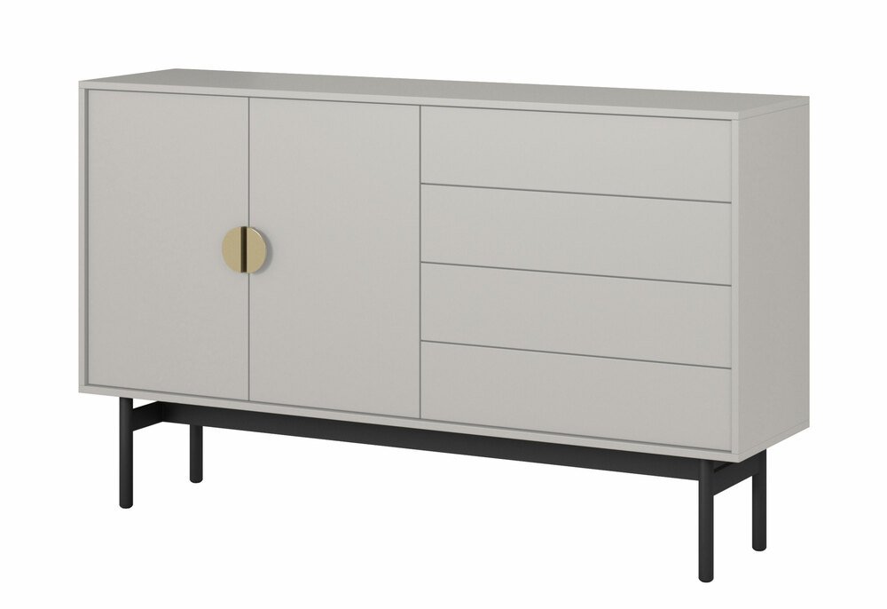 SELSEY Komoda dwudrzwiowa Stoon z czterema szufladami 154 cm Szary beż