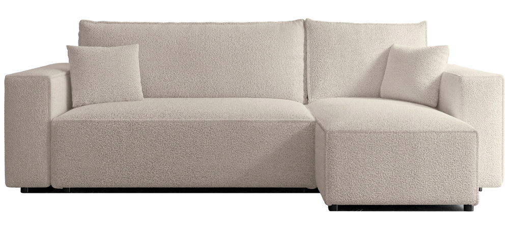 SELSEY Narożnik z funkcją spania Scarlo L-kształtny uniwersalny z pojemnikiem jasnobeżowy boucle