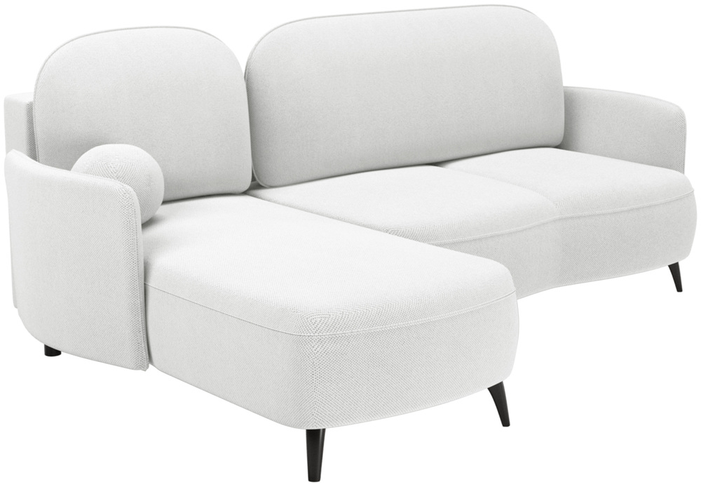 SELSEY Narożnik z funkcją spania Blummi L-kształtny uniwersalny z pojemnikiem na wysokich nóżkach biały szenil hydrofobowy