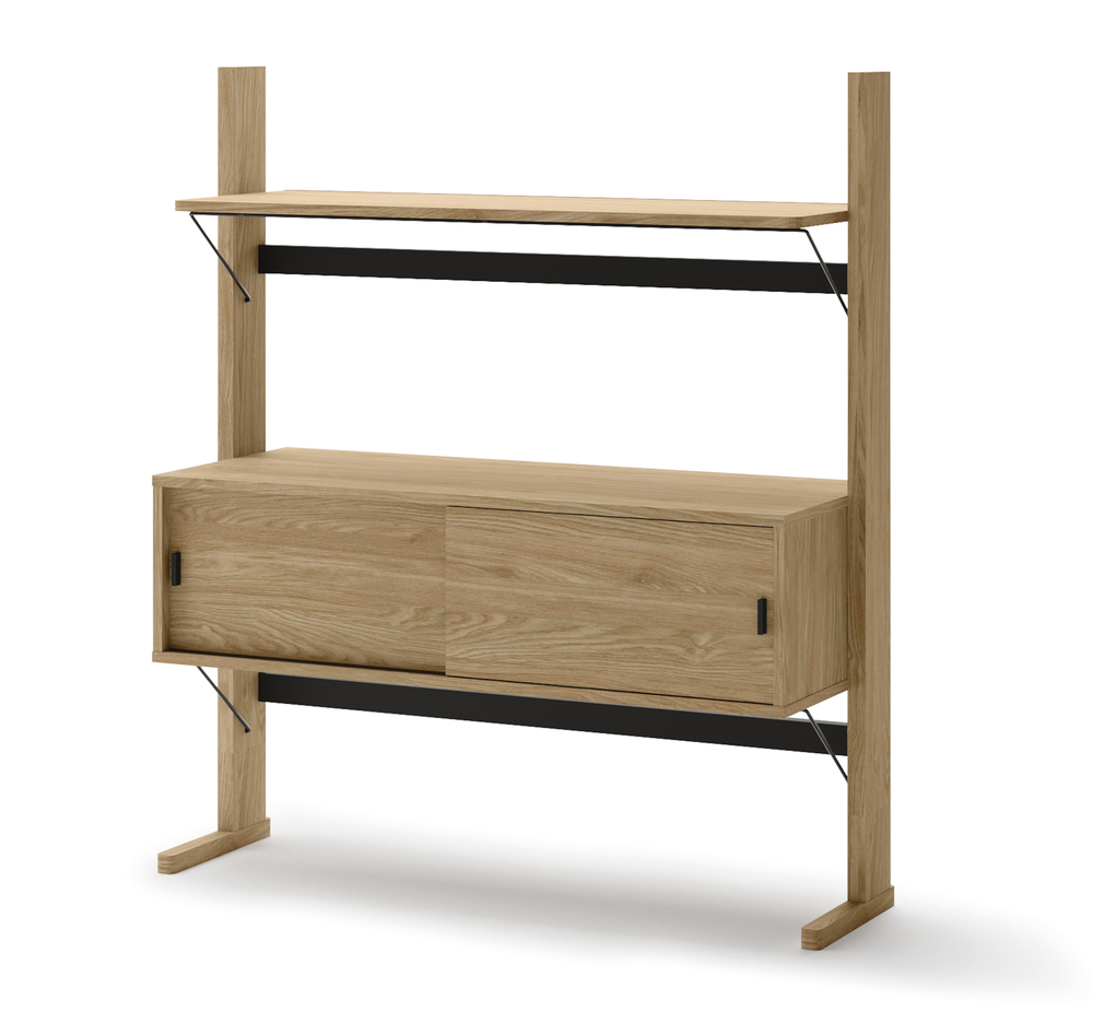 SELSEY Regał niski Ollie ze schowkiem 108 cm dąb olejowany