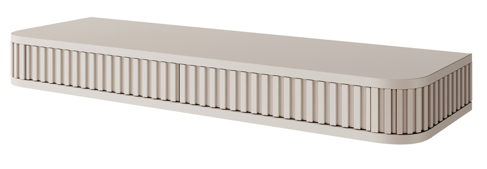 SELSEY Toaletka wisząca Ovarlo z ryflami i dwiema szufladami 113 cm beż piaskowy