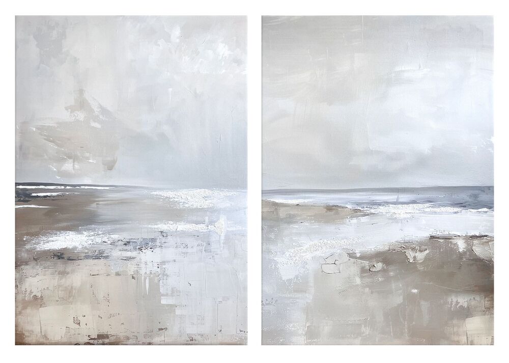 SELSEY Zestaw dwóch obrazów Breeze 70x50 cm z ręcznie malowanymi elementami