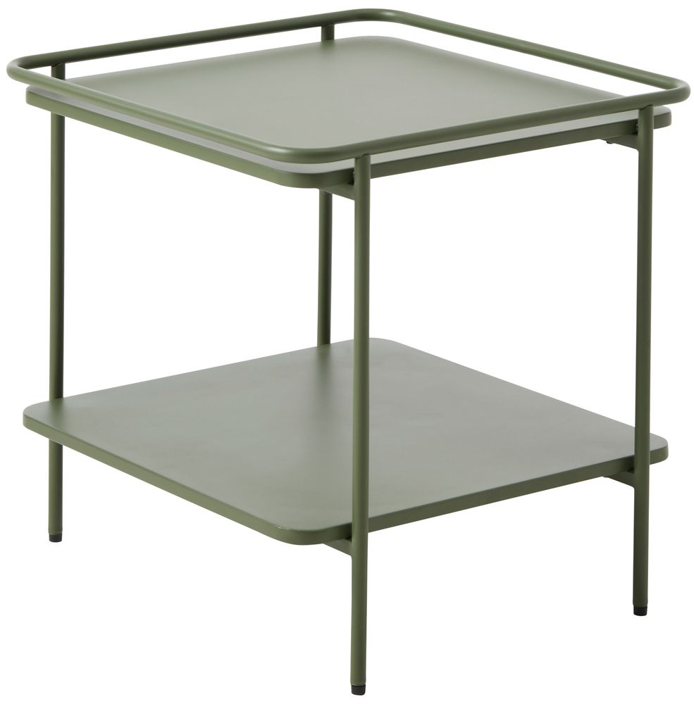 SELSEY Stolik boczny Yuba 45x45 cm z półką oliwkowy