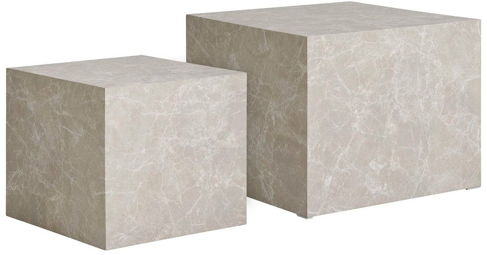 SELSEY Zestaw dwóch stolików kawowych Asserves jasnobeżowe