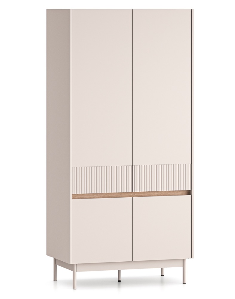 SELSEY Szafa czterodrzwiowa Dunea 92 cm kaszmir/dąb