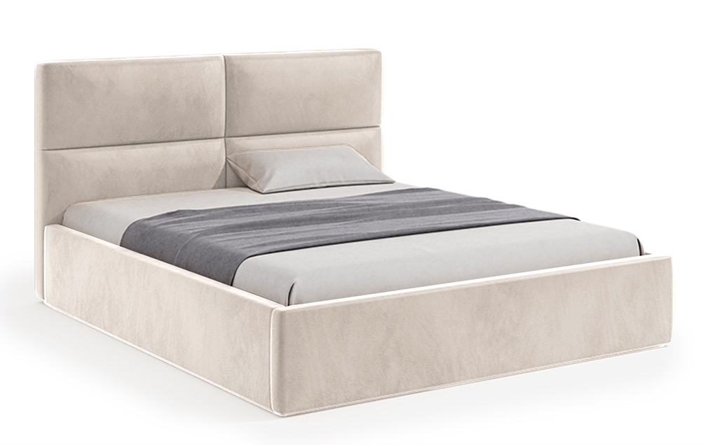 SELSEY Łóżko tapicerowane Helma 160x200 cm z pojemnikiem beżowe welur