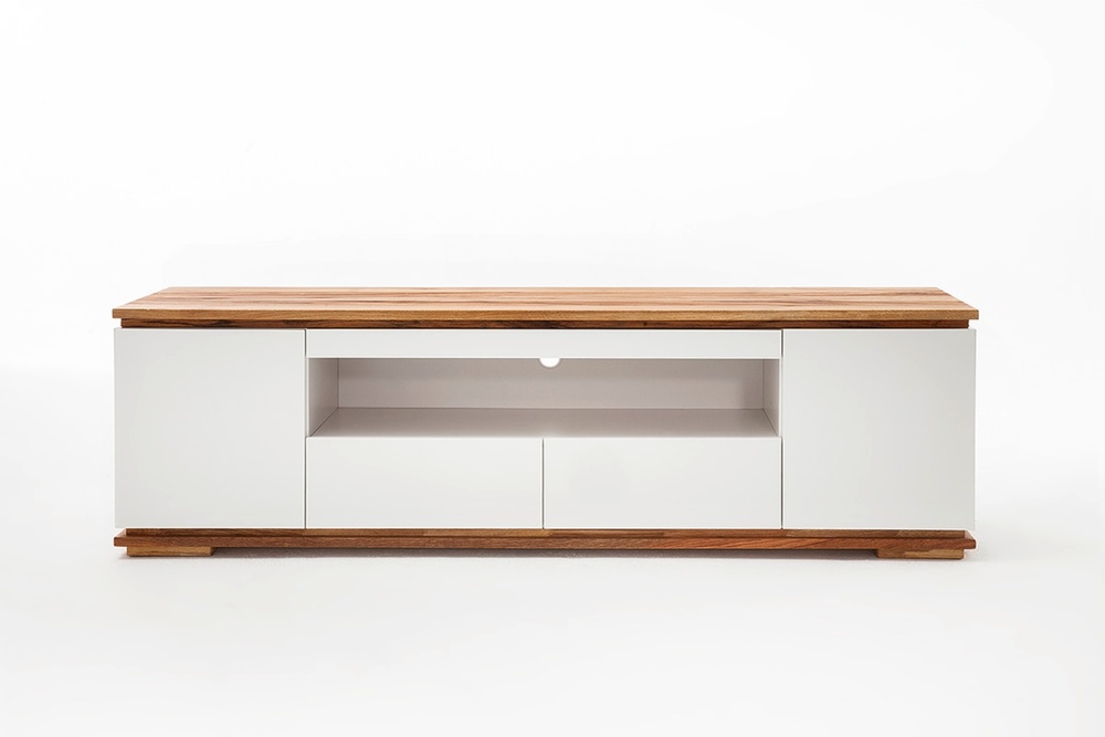 SELSEY Szafka RTV Bridder 202 cm biały mat/dąb