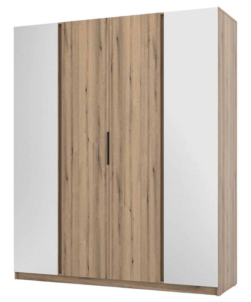 SELSEY Szafa Kaja czterodrzwiowa z dwoma lustrami 200 cm dąb evoke