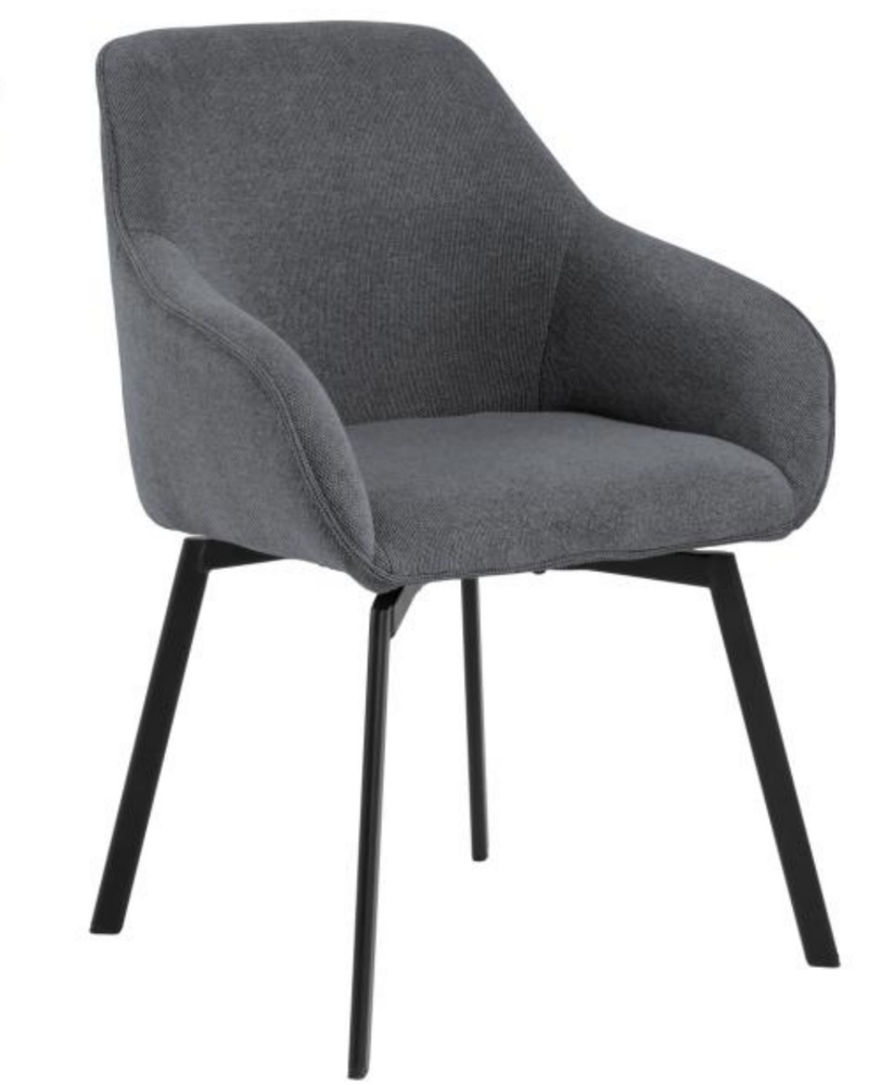 SELSEY Krzesło tapicerowane Mappler z podłokietnikami antracytowy szenil