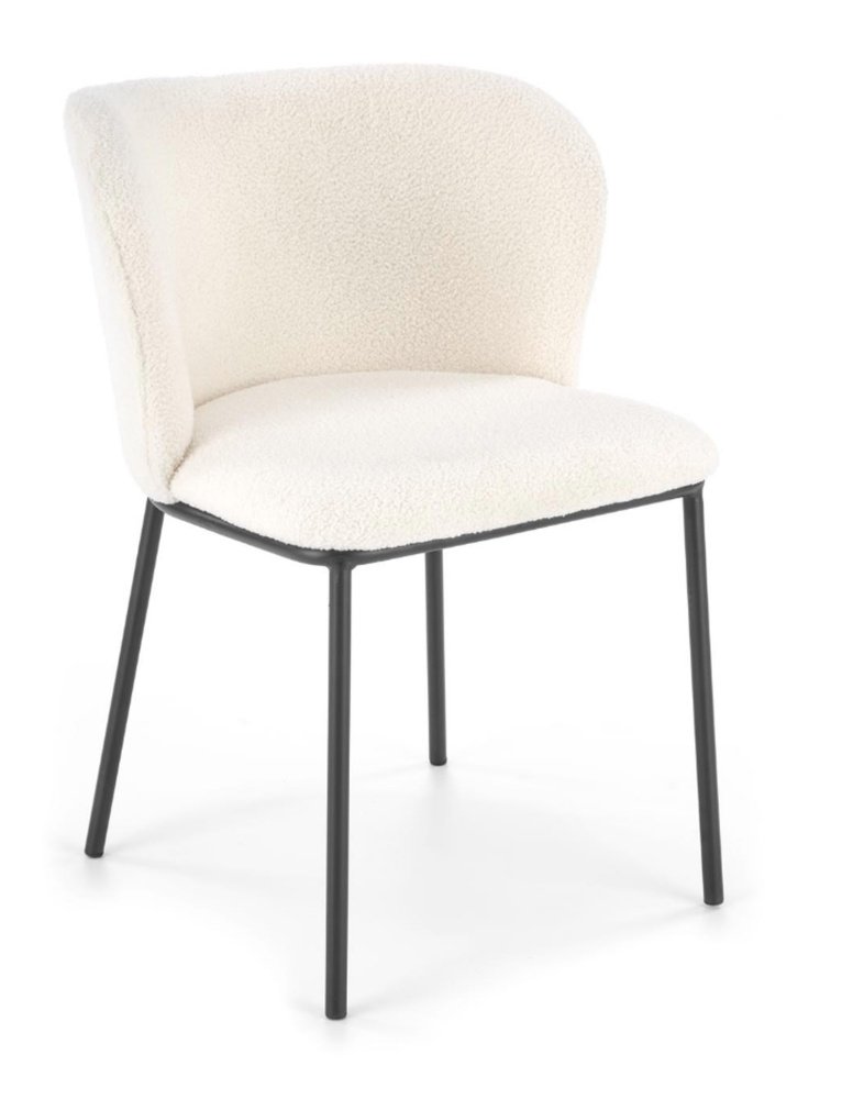 SELSEY Krzesło tapicerowane Prively kremowe w tkaninie boucle