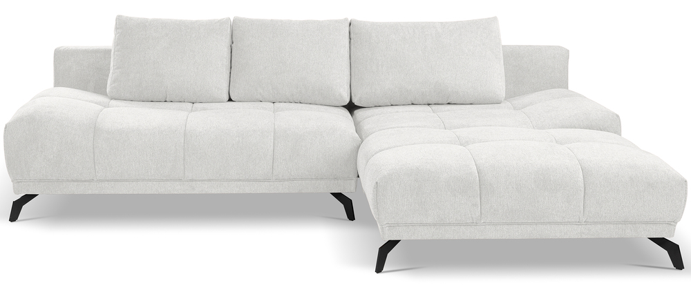 SELSEY Narożnik z funkcją spania Felipe L-kształtny prawostronny z pojemnikiem biały szenil hydrofobowy