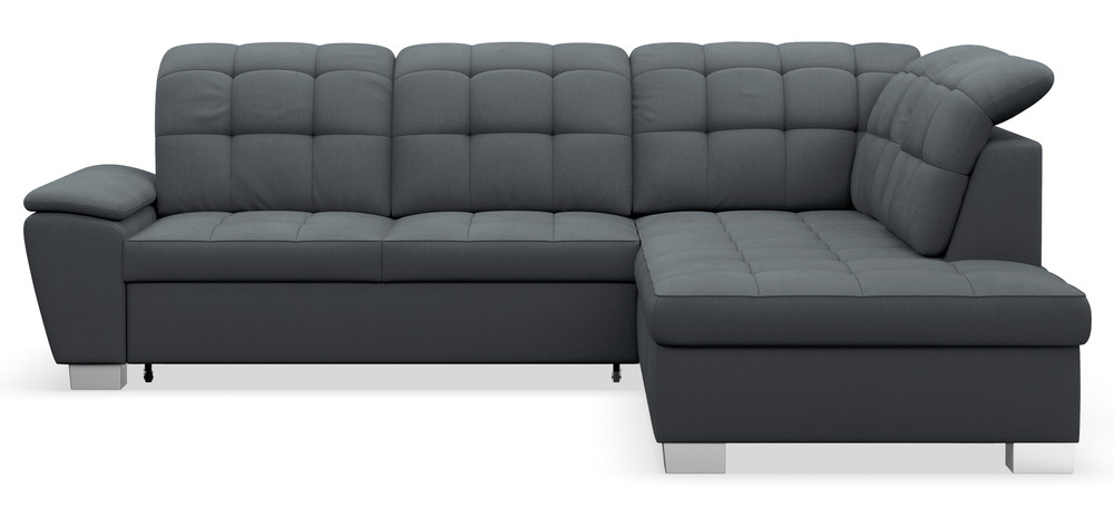 SELSEY Narożnik z funkcją spania Jamaal L-kształtny prawostronny z pojemnikiem ciemnoszary plecionka