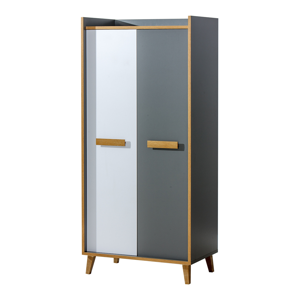 SELSEY Szafa dwudrzwiowa Ellipticum antracyt/biały