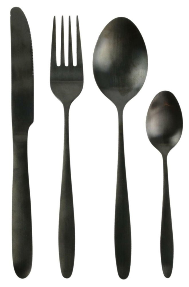 SELSEY Zestaw sztućców Charbon czarne 16 sztuk
