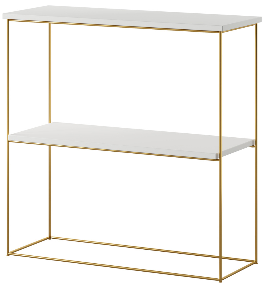 SELSEY Konsola Toni z półką 80 cm Biały ze złotymi nogami
