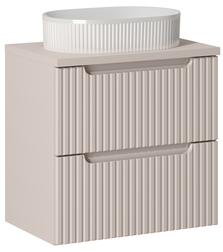 SELSEY Szafka łazienkowa dwuszufladowa Novia z blatem i umywalką 60 cm beżowa